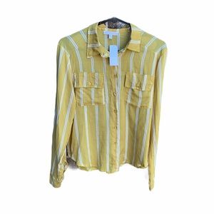 Dont Ask Why Yellow and white stripped button down